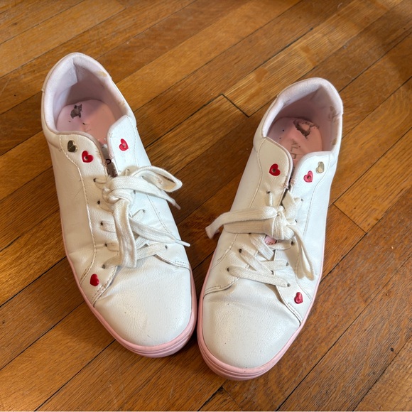 Women’s White and Pink Heart Sneakers - Picture 3 of 9